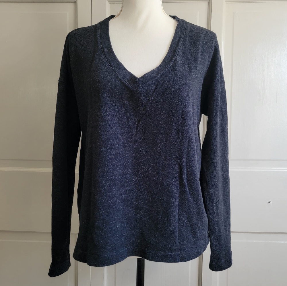 James Perse Cotton Blend Long Sleeves Deep V-Neck Oversized Casual Shirt Size‎ 4